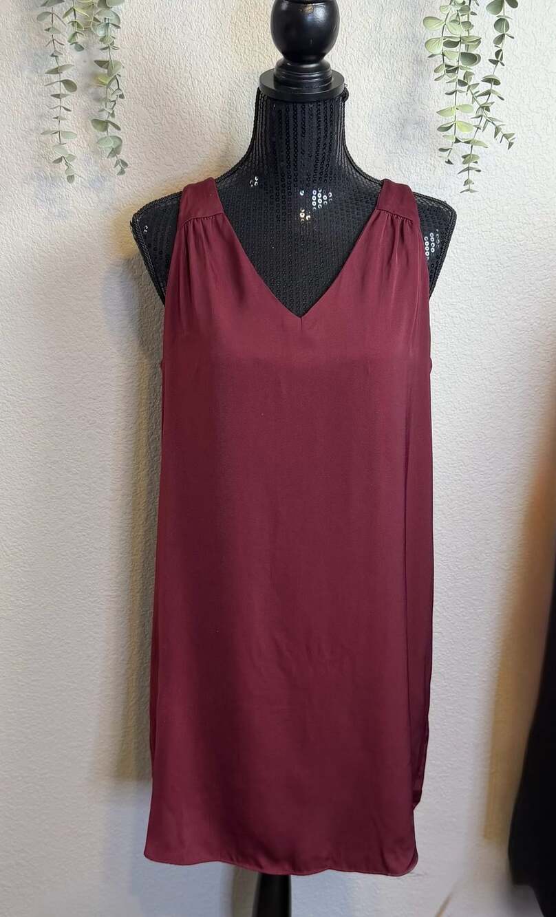 Old Navy Tie Back Sleeveless Mini Dress Size M Wine Red Shift